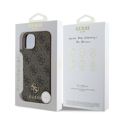 Apple iPhone 15 Case Guess Original Licensed Magsafe Charging Feature Small 4G Classic Cover - 18