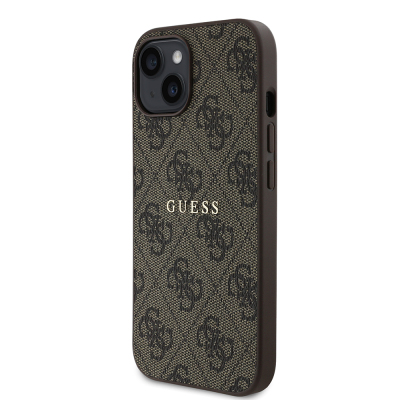 Apple iPhone 15 Case Guess Original Licensed Magsafe Charging Featured 4G Pattern Text Logo Cover - 3