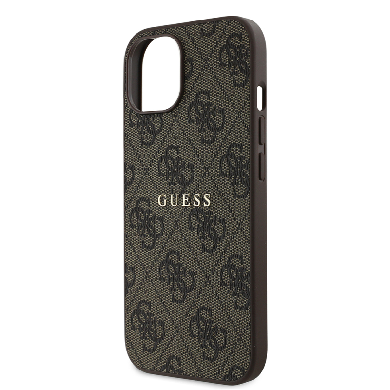 Apple iPhone 15 Case Guess Original Licensed Magsafe Charging Featured 4G Pattern Text Logo Cover - 7