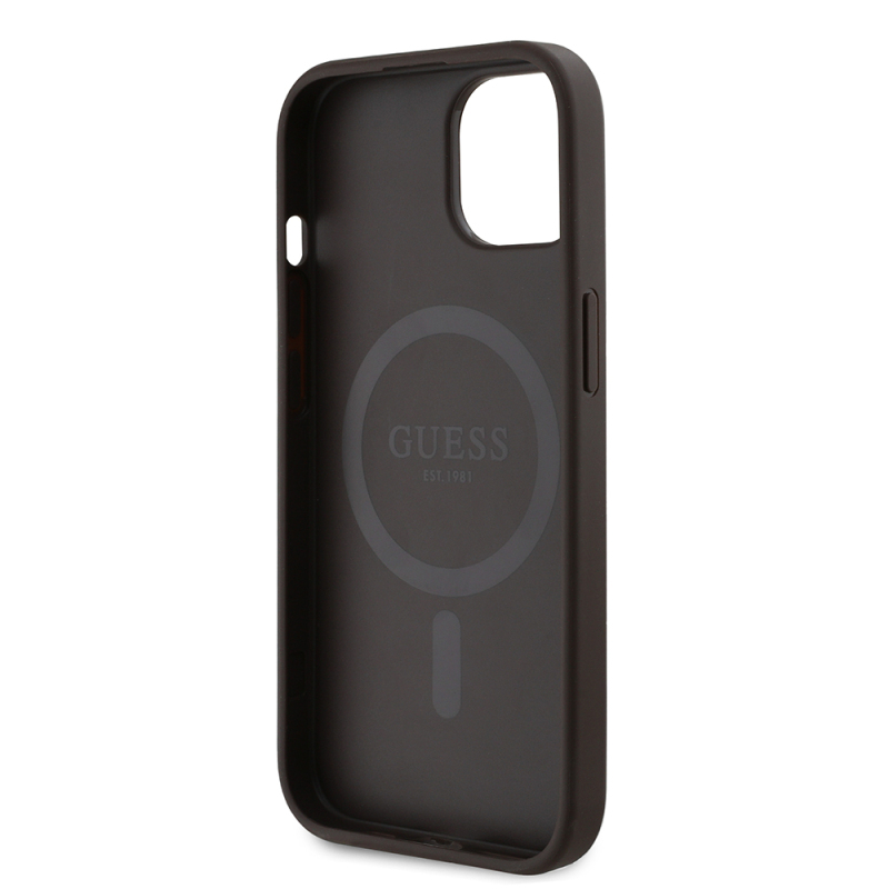 Apple iPhone 15 Case Guess Original Licensed Magsafe Charging Featured 4G Pattern Text Logo Cover - 8