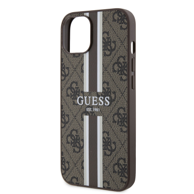 Apple iPhone 15 Case Guess Original Licensed Magsafe Charging Featured 4G Strip Design Printed Cover - 9