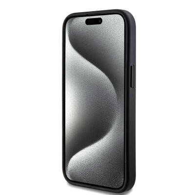 Apple iPhone 15 Case Guess Original Licensed Magsafe Charging Featured PU Ring 4G Patterned Text Logo Cover - 4