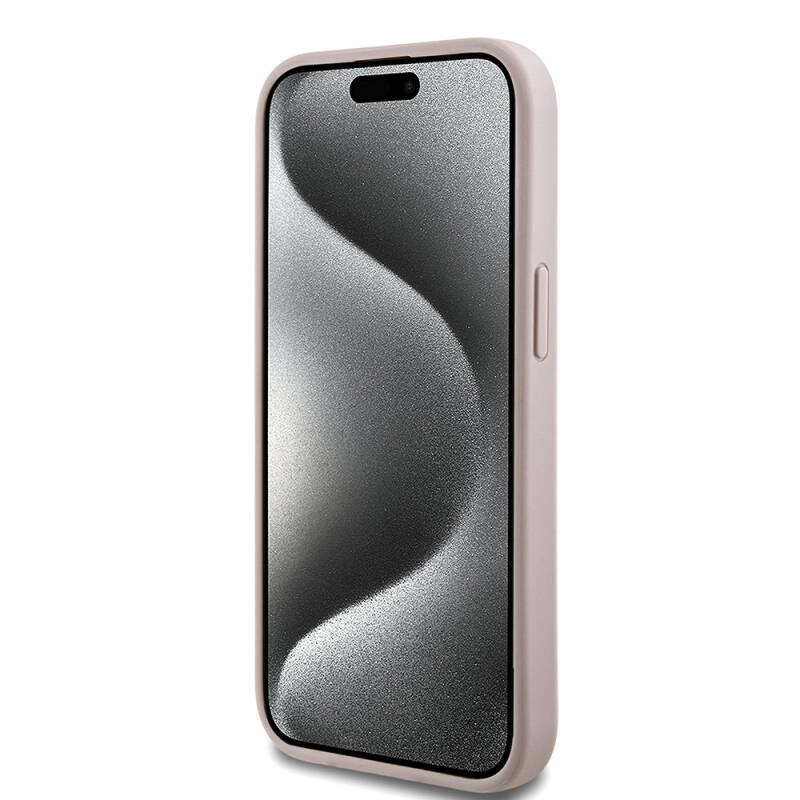 Apple iPhone 15 Case Guess Original Licensed Magsafe Charging Featured PU Ring 4G Patterned Text Logo Cover - 20