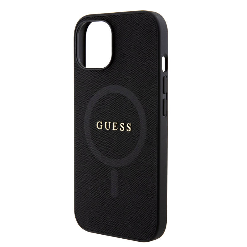 Apple iPhone 15 Case Guess Original Licensed Magsafe Charging Featured Saffiano Cover with Text Logo - 4