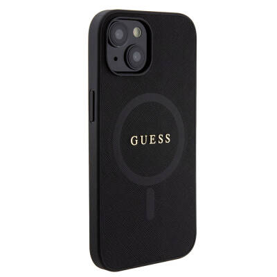 Apple iPhone 15 Case Guess Original Licensed Magsafe Charging Featured Saffiano Cover with Text Logo - 8