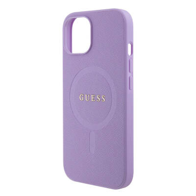 Apple iPhone 15 Case Guess Original Licensed Magsafe Charging Featured Saffiano Cover with Text Logo - 20