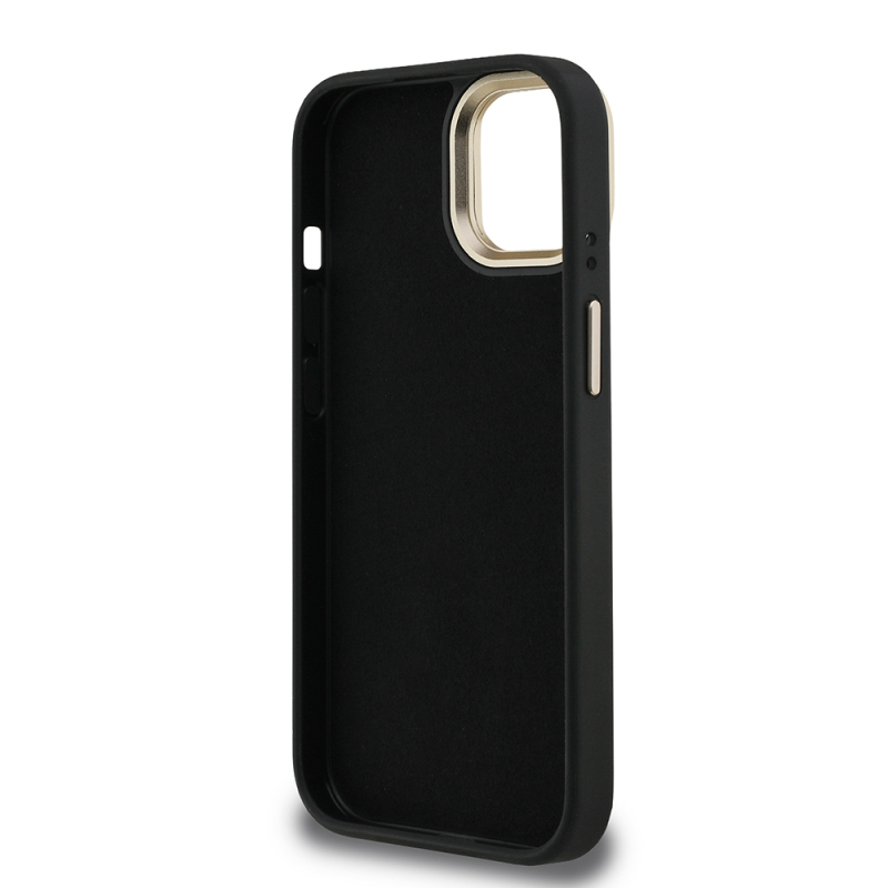 Apple iPhone 15 Case Guess Original Licensed PU Leather 4G Patterned Metal Big 4G and Text Logo Camera Stand Cover - 11