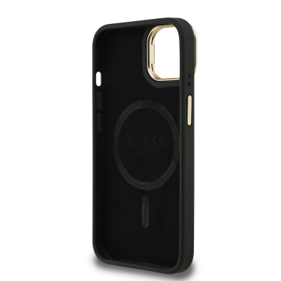 Apple iPhone 15 Case Guess Original Licensed PU Leather Stone Triangle Logo 4G Patterned Camera Stand Cover - 8