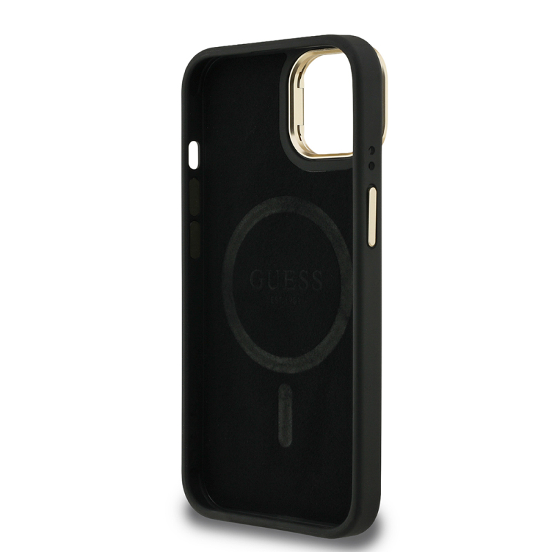 Apple iPhone 15 Case Guess Original Licensed PU Leather Stone Triangle Logo 4G Patterned Camera Stand Cover - 8