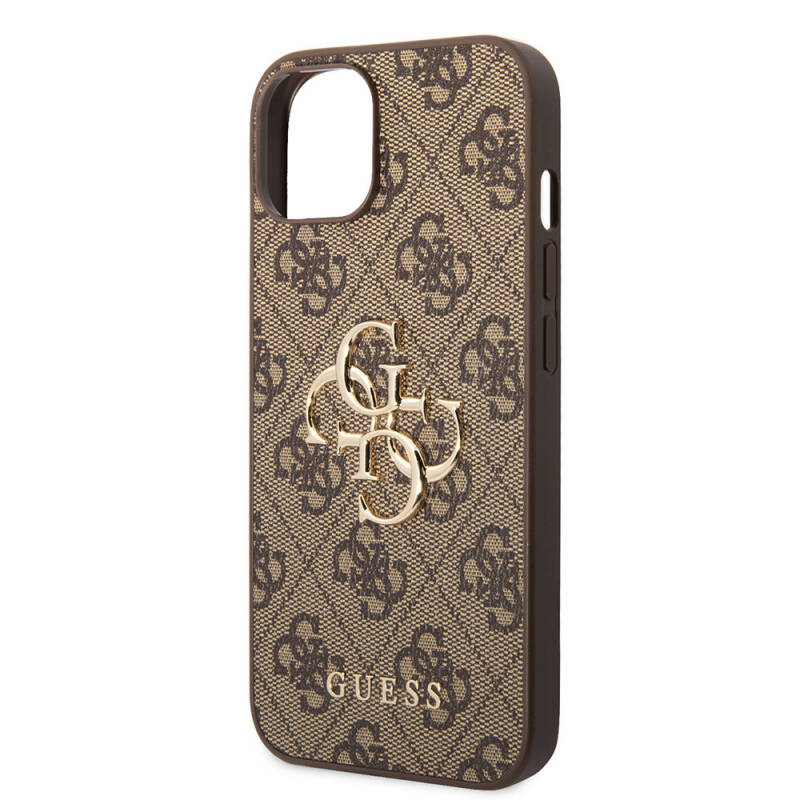 Apple iPhone 15 Case Guess Original Licensed PU Leather Text and 4G Metal Logo Patterned Cover - 5