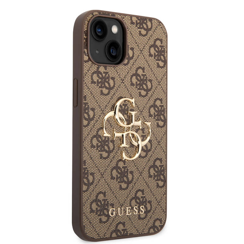 Apple iPhone 15 Case Guess Original Licensed PU Leather Text and 4G Metal Logo Patterned Cover - 8