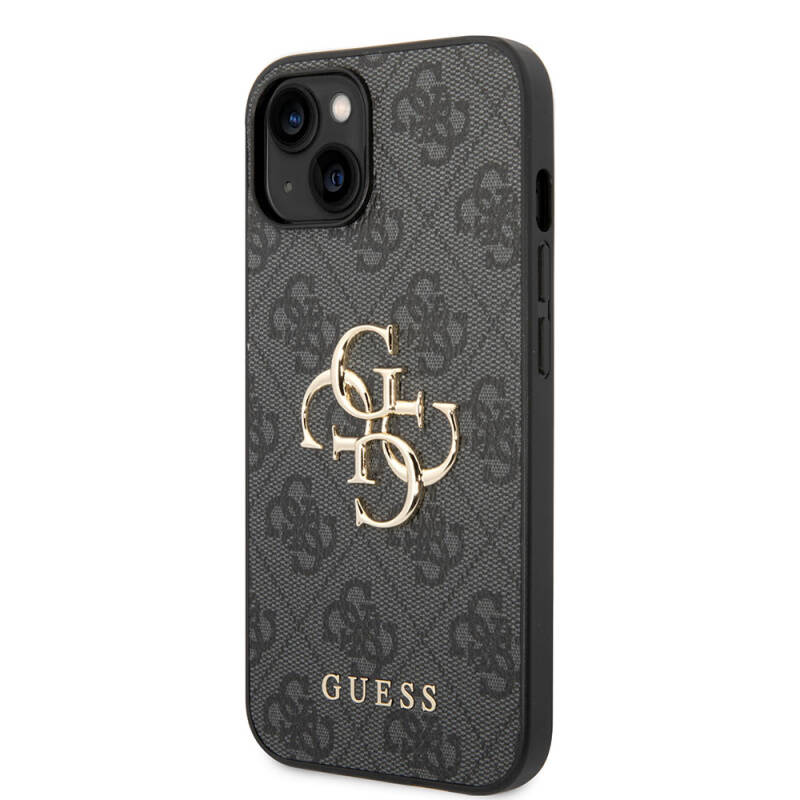 Apple iPhone 15 Case Guess Original Licensed PU Leather Text and 4G Metal Logo Patterned Cover - 10