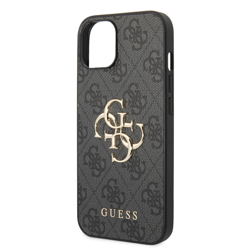 Apple iPhone 15 Case Guess Original Licensed PU Leather Text and 4G Metal Logo Patterned Cover - 13