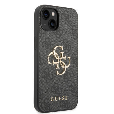 Apple iPhone 15 Case Guess Original Licensed PU Leather Text and 4G Metal Logo Patterned Cover - 16