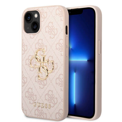 Apple iPhone 15 Case Guess Original Licensed PU Leather Text and 4G Metal Logo Patterned Cover - 17