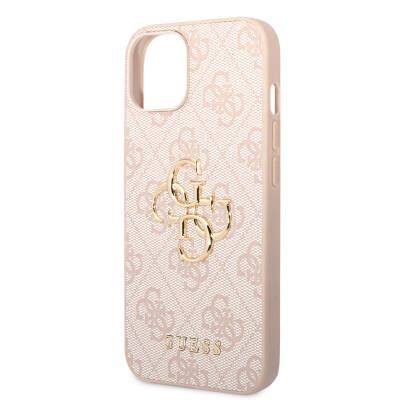 Apple iPhone 15 Case Guess Original Licensed PU Leather Text and 4G Metal Logo Patterned Cover - 20