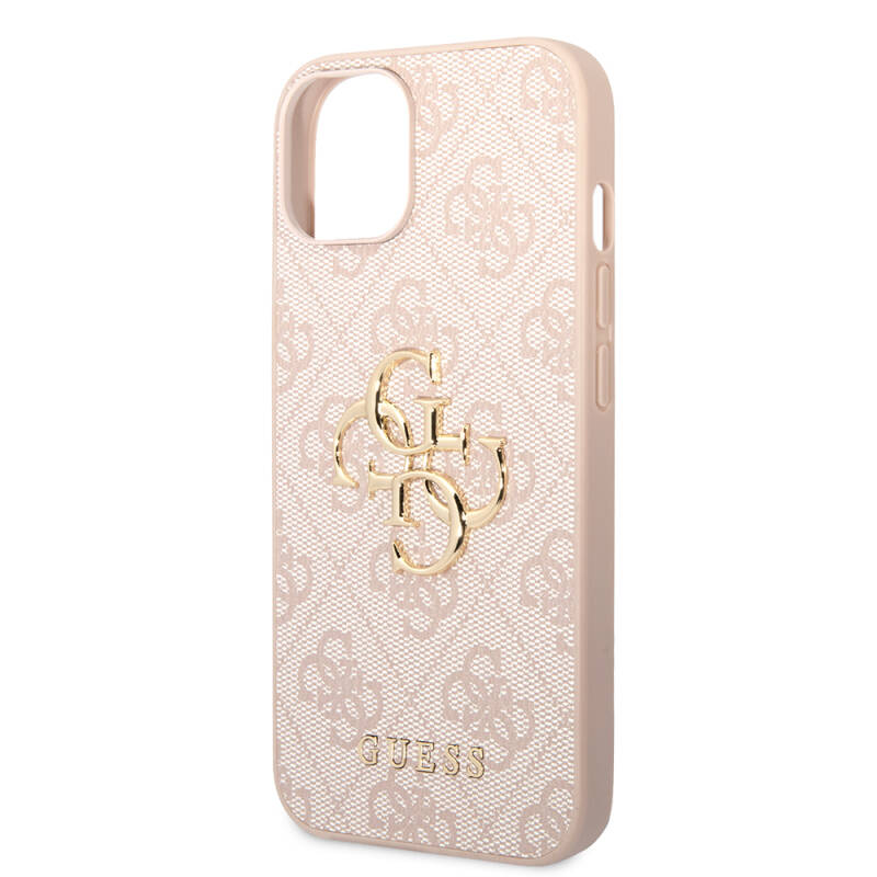 Apple iPhone 15 Case Guess Original Licensed PU Leather Text and 4G Metal Logo Patterned Cover - 20