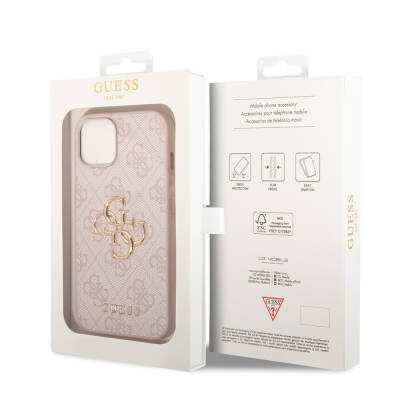 Apple iPhone 15 Case Guess Original Licensed PU Leather Text and 4G Metal Logo Patterned Cover - 22