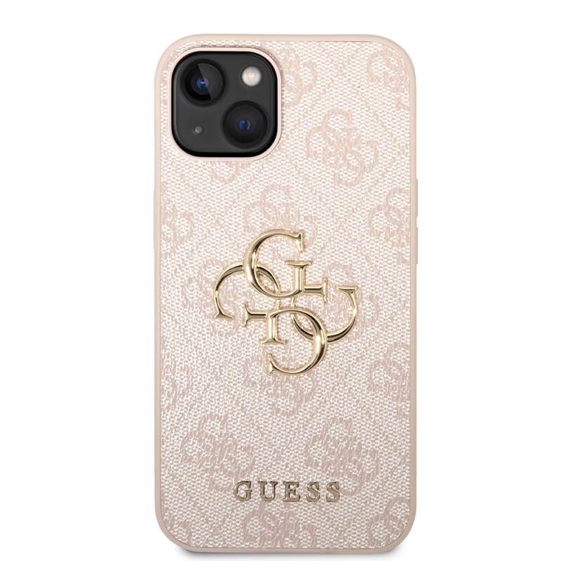 Apple iPhone 15 Case Guess Original Licensed PU Leather Text and 4G Metal Logo Patterned Cover - 23