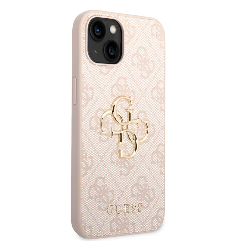 Apple iPhone 15 Case Guess Original Licensed PU Leather Text and 4G Metal Logo Patterned Cover - 24