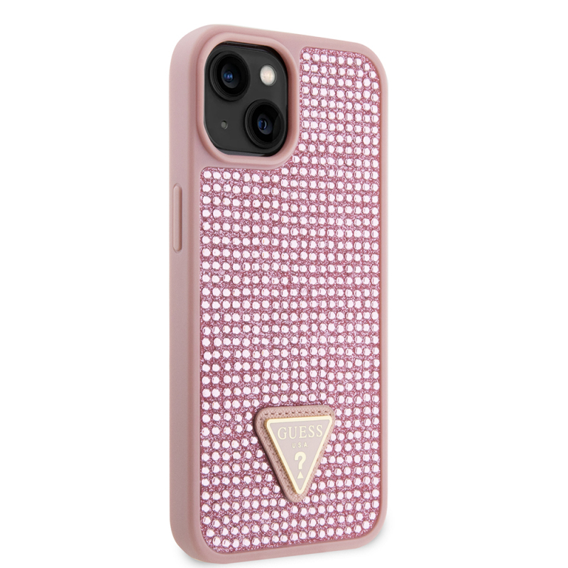 Apple iPhone 15 Case Guess Original Licensed Stone Back Surface Triangle Logo Cover - 8