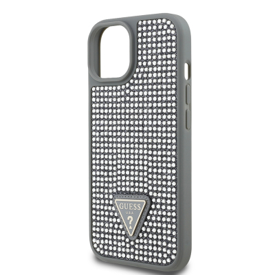 Apple iPhone 15 Case Guess Original Licensed Stone Back Surface Triangle Logo Cover - 17