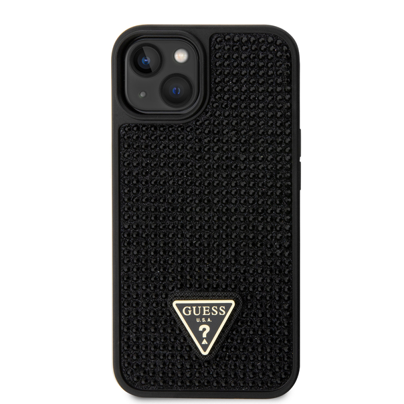 Apple iPhone 15 Case Guess Original Licensed Stone Back Surface Triangle Logo Cover - 28