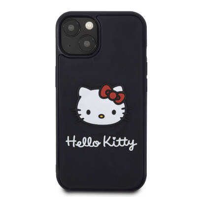 Apple iPhone 15 Case Hello Kitty 3D Rubber Kitty Head Cover with Original Licensed Text and Iconic Logo - 3