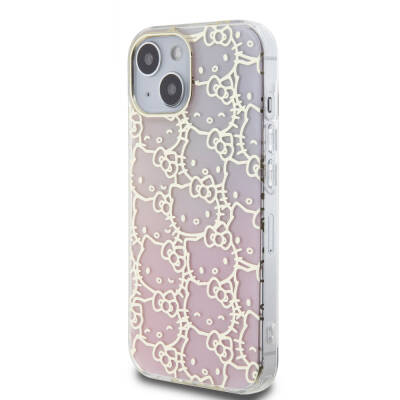 Apple iPhone 15 Case Hello Kitty Original Licensed Color Transition Electroplating Coating Kitty Head Patterned Cover - 2