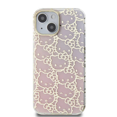 Apple iPhone 15 Case Hello Kitty Original Licensed Color Transition Electroplating Coating Kitty Head Patterned Cover - 3