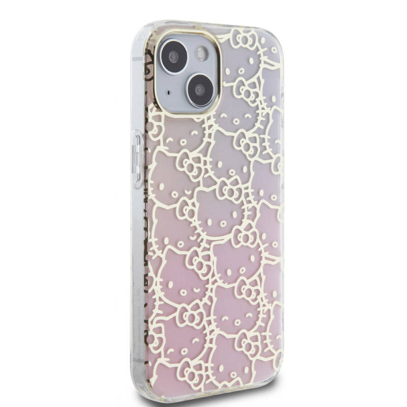 Apple iPhone 15 Case Hello Kitty Original Licensed Color Transition Electroplating Coating Kitty Head Patterned Cover - 4