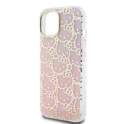 Apple iPhone 15 Case Hello Kitty Original Licensed Color Transition Electroplating Coating Kitty Head Patterned Cover - 6