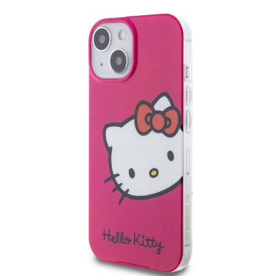 Apple iPhone 15 Case Hello Kitty Original Licensed Text and Iconic Logo Kitty Head Cover - 11