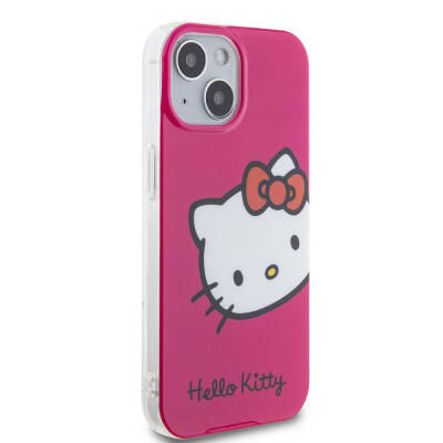 Apple iPhone 15 Case Hello Kitty Original Licensed Text and Iconic Logo Kitty Head Cover - 13