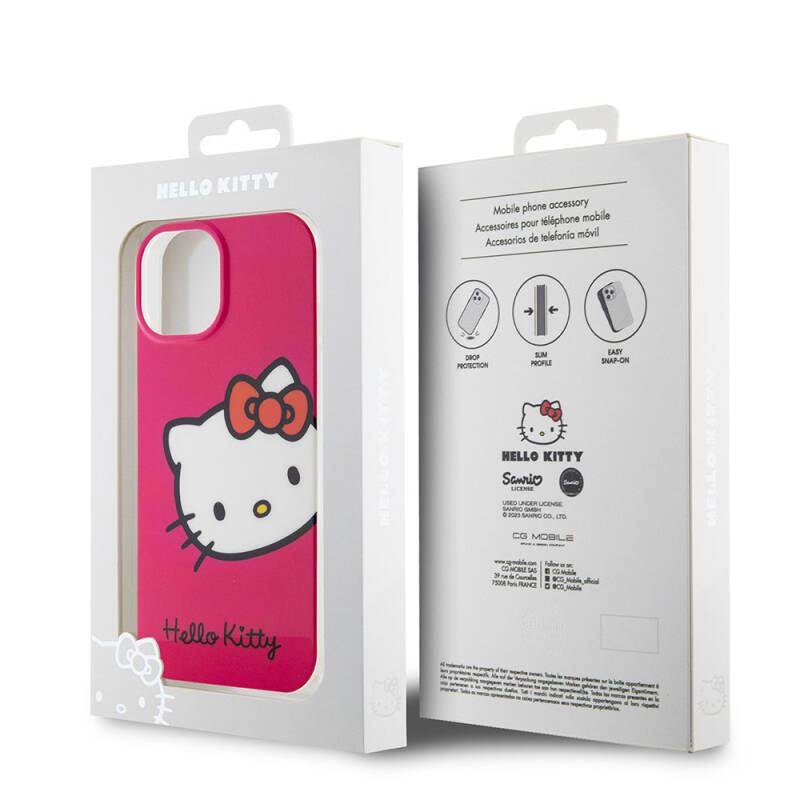 Apple iPhone 15 Case Hello Kitty Original Licensed Text and Iconic Logo Kitty Head Cover - 17