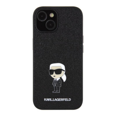 Apple iPhone 15 Case Karl Lagerfeld Iconic Fixed Glitter Metal Logo Original Licensed Cover - 3