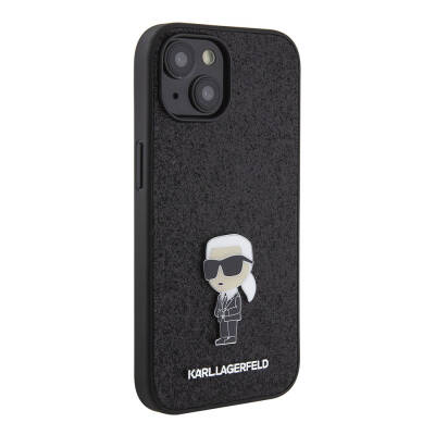 Apple iPhone 15 Case Karl Lagerfeld Iconic Fixed Glitter Metal Logo Original Licensed Cover - 8