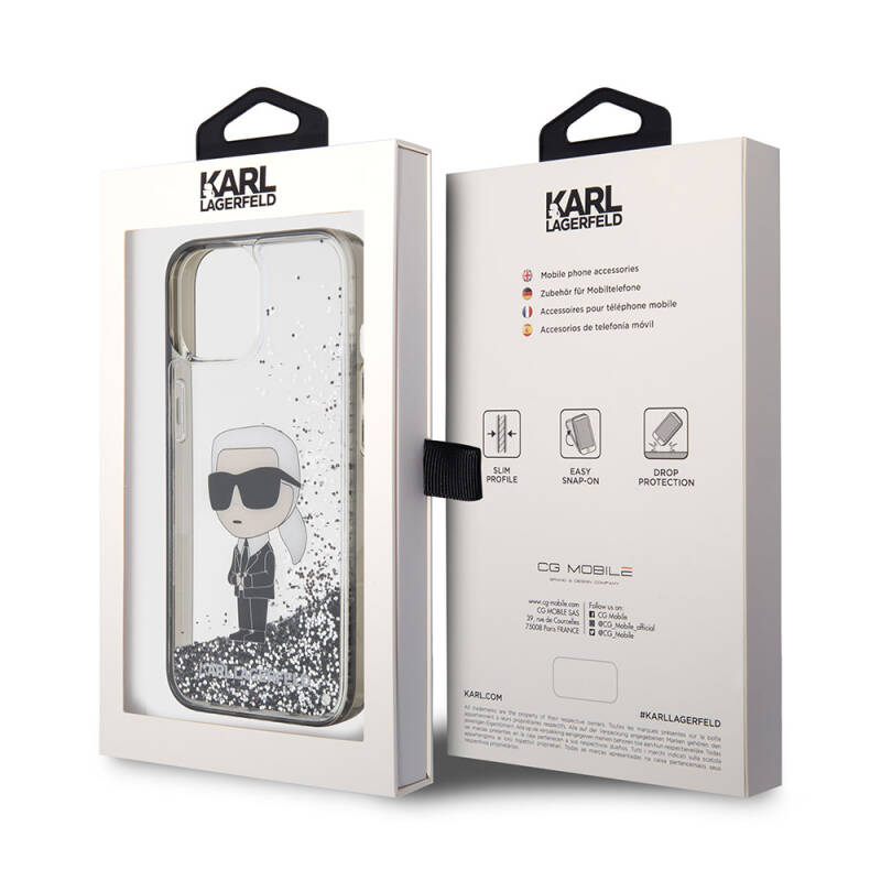 Apple iPhone 15 Case Karl Lagerfeld Iconic Liquid Glitter Original Licensed Cover - 7