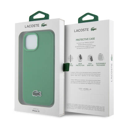 Apple iPhone 15 Case Lacoste Original Licensed PU Pique Pattern Back Iconic Crocodile Woven Logo Cover - 8
