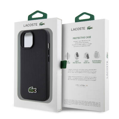 Apple iPhone 15 Case Lacoste Original Licensed PU Pique Pattern Back Iconic Crocodile Woven Logo Cover - 17