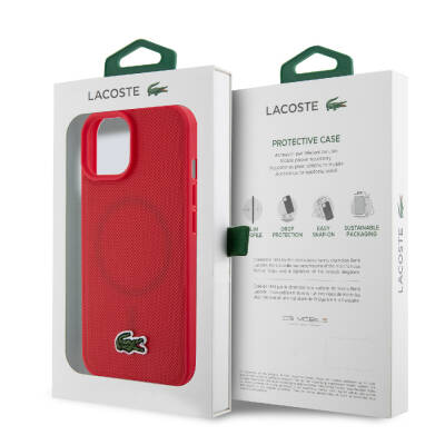 Apple iPhone 15 Case Lacoste Original Licensed PU Pique Pattern Back Iconic Crocodile Woven Logo Cover - 33