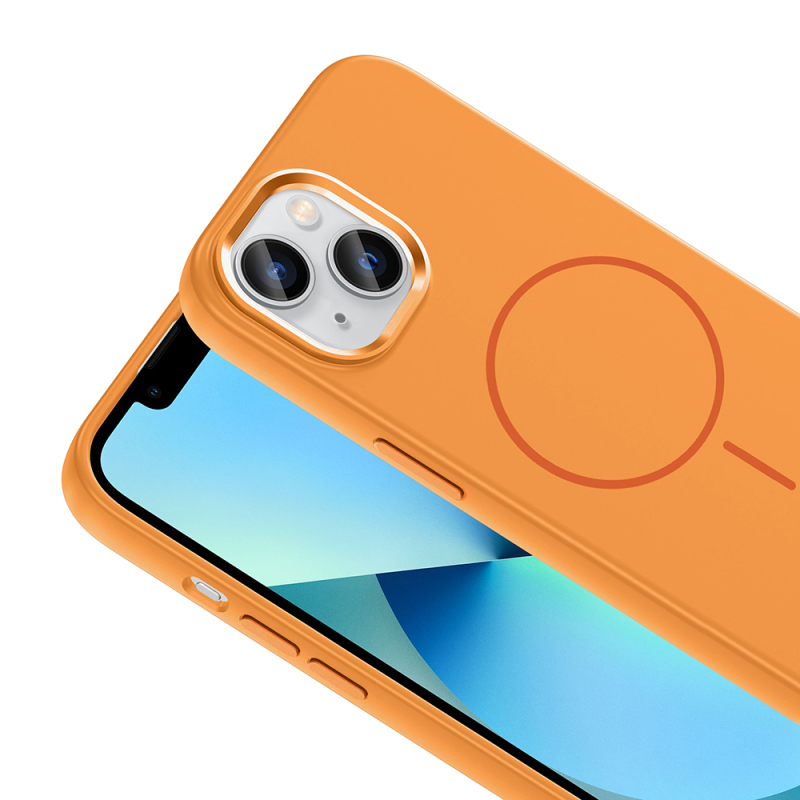 Apple iPhone 15 Case M-Safe Charging Enabled Metal Camera Frame Zore Edi Silicone Cover - 15