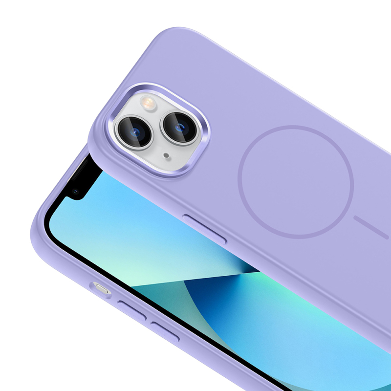 Apple iPhone 15 Case M-Safe Charging Enabled Metal Camera Frame Zore Edi Silicone Cover - 16