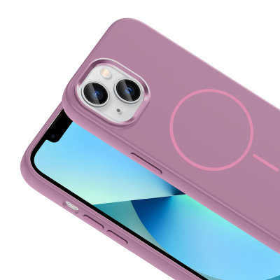 Apple iPhone 15 Case M-Safe Charging Enabled Metal Camera Frame Zore Edi Silicone Cover - 19