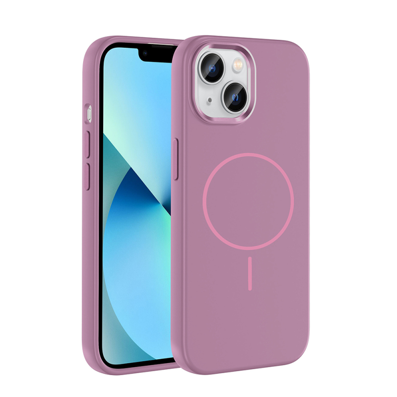 Apple iPhone 15 Case M-Safe Charging Enabled Metal Camera Frame Zore Edi Silicone Cover - 6