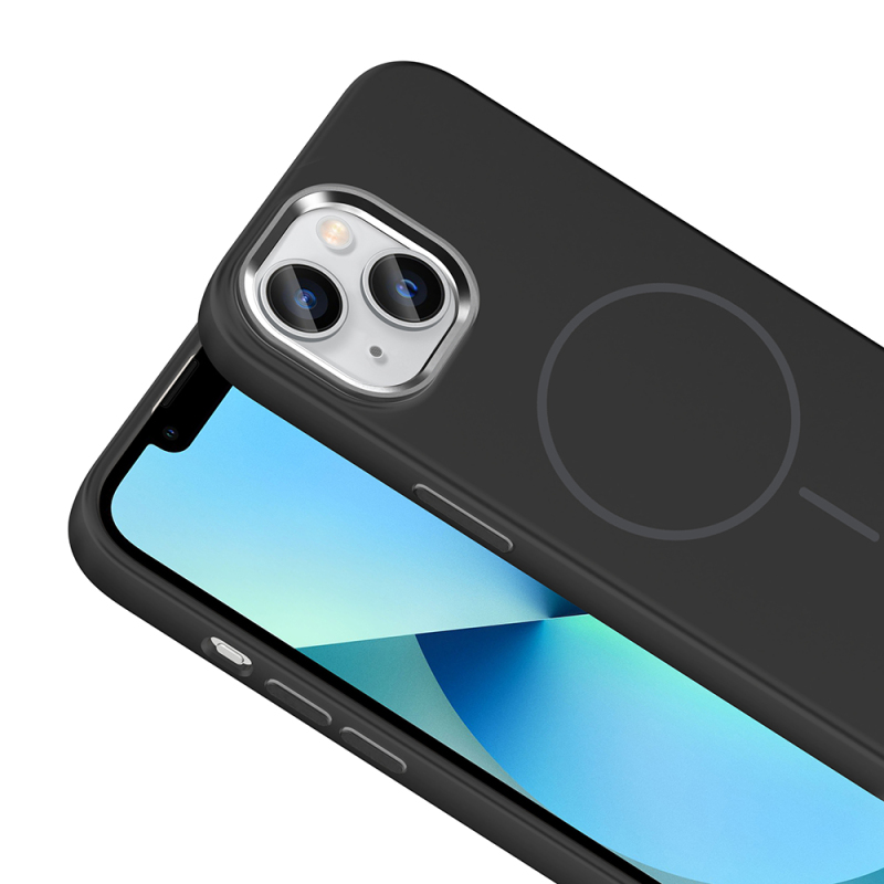 Apple iPhone 15 Case M-Safe Charging Enabled Metal Camera Frame Zore Edi Silicone Cover - 23