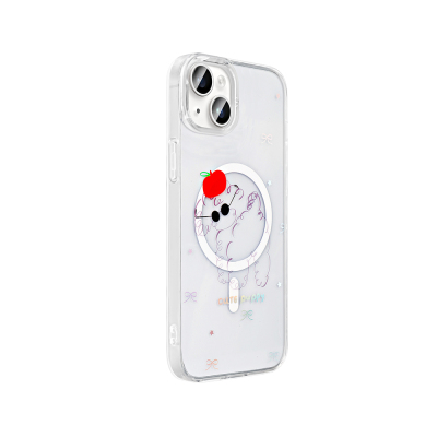 Apple iPhone 15 Case M-Safe Charging Transparent Zore Folk Hard Cover - 7