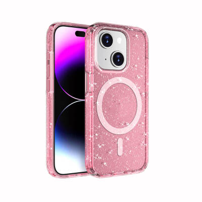 Apple iPhone 15 Case Magsafe Charging Feature Shining Glitter Transparent Colored Zore Allstar Cover - 3