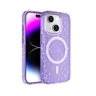 Apple iPhone 15 Case Magsafe Charging Feature Shining Glitter Transparent Colored Zore Allstar Cover - 4