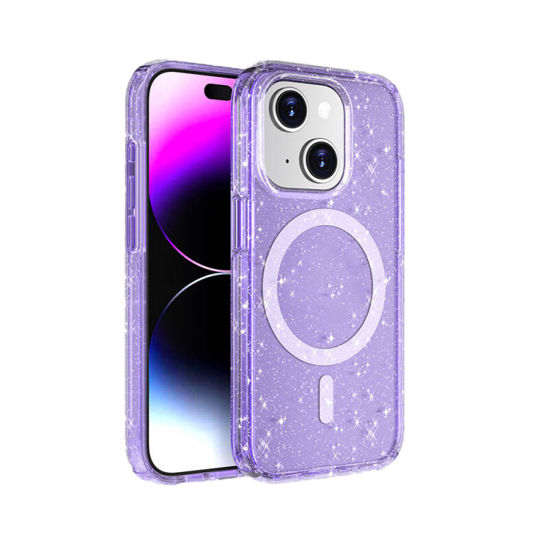 Apple iPhone 15 Case Magsafe Charging Feature Shining Glitter Transparent Colored Zore Allstar Cover - 4